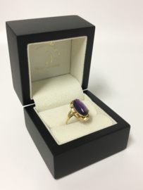 Antiek Gouden Facet Ring Cabochon Geslepen Amethyst