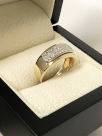 14 K Bicolor Gouden Bandring 0.20 crt Briljantgeslepen Diamant