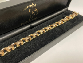 Antiek Gouden Schakel Armband Rosé Gouden Tussenliggers - 19 cm / 22,55 g