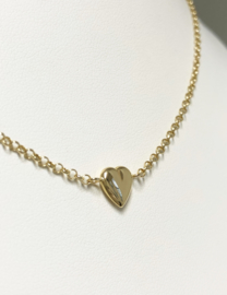 14 K Gouden Jasseron Ketting Met Hartje - 44 cm