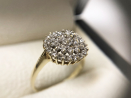 Handvervaardigd 14 K Antiek Gouden Rozet Ring Briljantgeslepen Diamant
