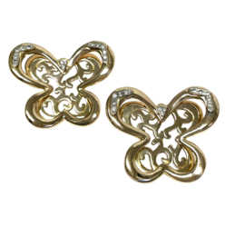 Grote 14 Karaat Gouden Vlinder Oorbellen - 4.5 cm / 12.9 g / Cubic Zirkonia