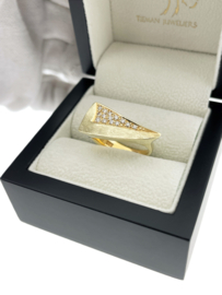 Charisma 14 Karaat Gouden Design Ring Asymmetrisch Model 0.19 ct Diamant