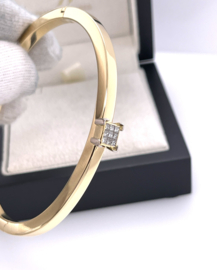 18 Karaat Massief Gouden Bangle Prinses Geslepen Diamant - 20.2 g