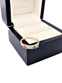 Gouden Rijring  Natuurlijke Kleurrijke Edelstenen Peridot Topaas Rhodoliet Peridot Amethyst