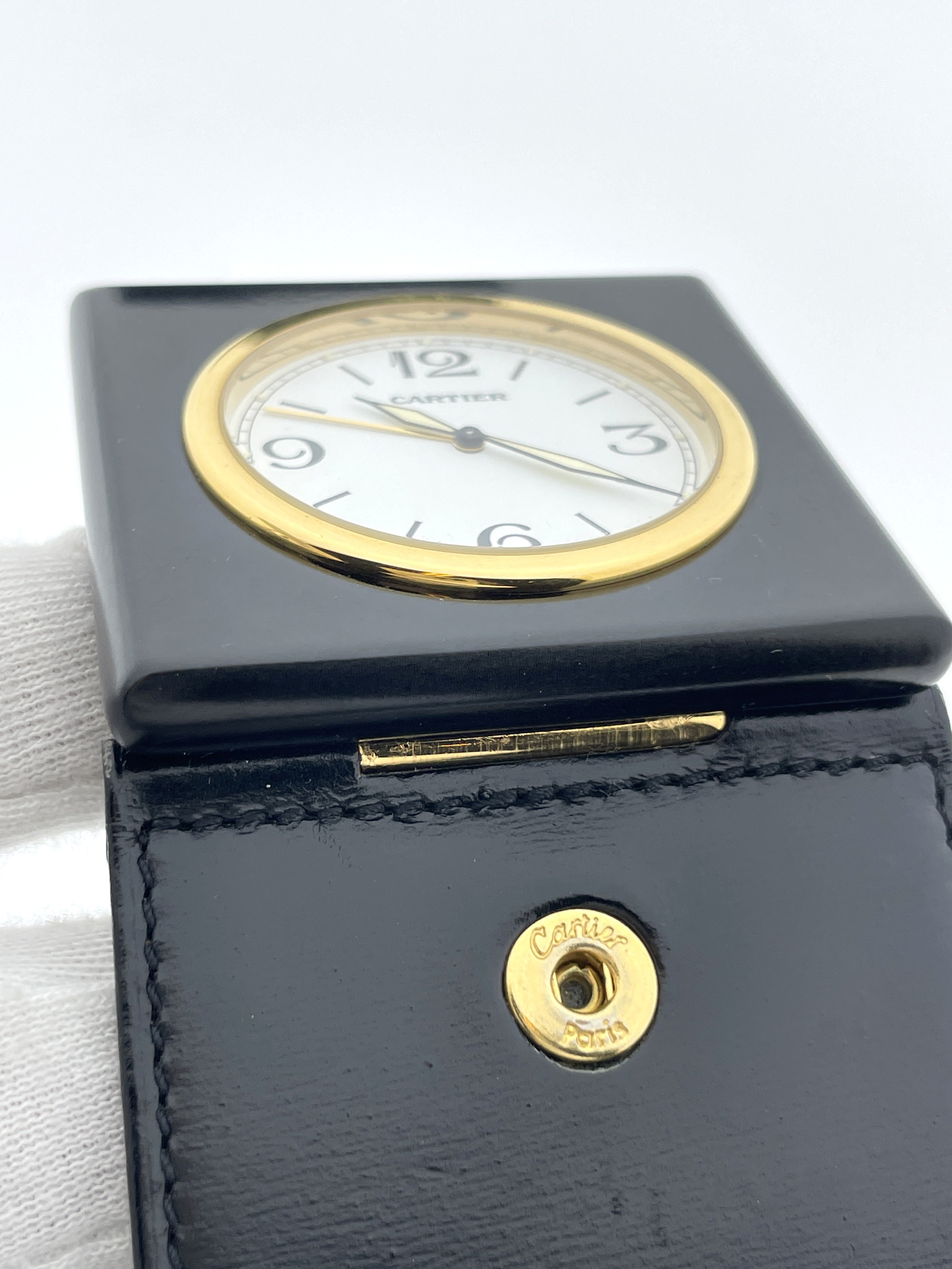 Vintage Cartier Pasha Travel Alarm Clock Ref/ 0251 Reiswekker Lederen Foudraal