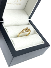 Antiek Gouden Solitair Ring 0.18 ct Briljant Geslepen Diamant H/VS2