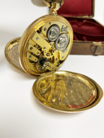 14 K Gouden Ligne Droite Remontoir Ancre Spiral Briguet 18 Rubis Chaton Zakhorloge  Datering ca 1900