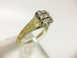 14 K Antiek Gouden Ring 0.40 crt Briljantgeslepen Diamant - H / VS2