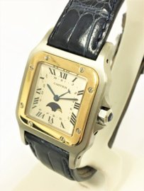 Cartier Santos Moonphase Quartz - Staal / Goud Incl Doos, Certificaat en Boekjes