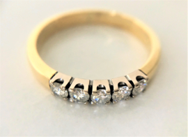 14 K Bicolor Gouden Rijring Diamond - 0.40 crt Briljantgeslepen Diamant