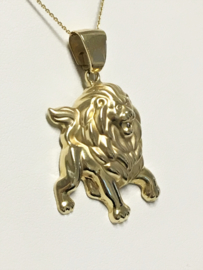 14 K Gouden Hanger - Leeuw 0.01 crt Briljantgeslepen Diamant
