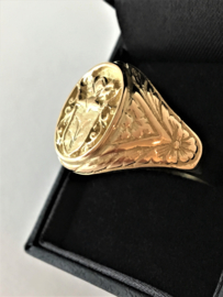 14 K Gouden Heren Ring met Wapen (bewerkt) - 10,02 gr