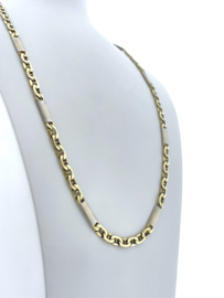 14 Karaat Massief Gouden Schakel Ketting Witgouden Tussenliggers - 57 cm / 28.5 g