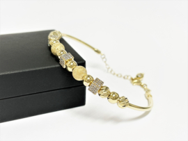 14 K Gouden Fantasie Dames Armband Strass - 17,5 cm