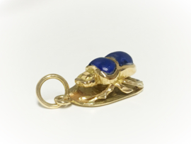 18 K Gouden Scarabee Hieroglief Hanger / Lapis Lazuli