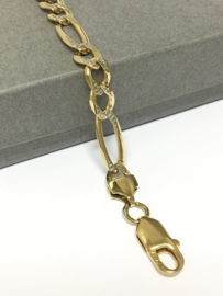 18 K Massief Gouden Figaro Schakel Armband (Geslepen) - 22,5 cm / 19,1 g