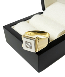 18 K Bicolor Gouden Heren Ring 0.50 crt Roos Geslepen Diamant - 7,7 g