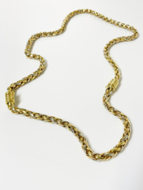 SET 18 K Tricolor Gouden Vossenstaart Collier + Bijpassende Armband 42,5 cm / 19,5 cm - 53,8 g / 5,5 mm