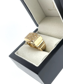 21 Karaat Gouden Heren Ring Briljant Geslepen Helder Cubic Zirkonia - 10.3 g