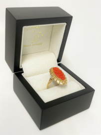14 K Antiek Gouden Ring Gesneden Bloedkoraal Amsterdam - XXX