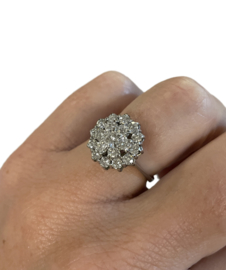 18 K Witgouden Rozet Ring 1.0 ct Briljant Geslepen Diamant TW / VS