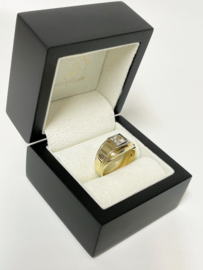 14 K Bicolor Gouden Heren Ring Briljant Geslepen Heldere Zirkonia - Mt 20