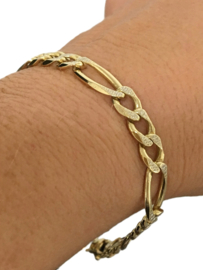 18 K Massief Gouden Figaro Schakel Armband (Geslepen) - 22,5 cm / 19,1 g