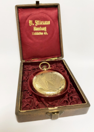 14 K Gouden Ligne Droite Remontoir Ancre Spiral Briguet 18 Rubis Chaton Zakhorloge  Datering ca 1900