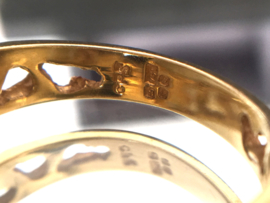 18K Antiek Gouden Entourage Ring Saffier Diamant