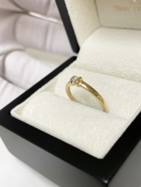 14 K Gouden Solitair Ring 0.10 crt Briljant Geslepen Diamant - H / VS1