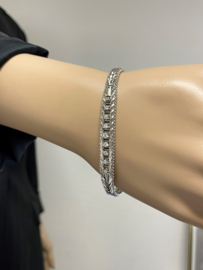 14 Karaat Witgouden Diamant Schakel Armband Visgraat 0.25 ct Diamant - 18.5 cm