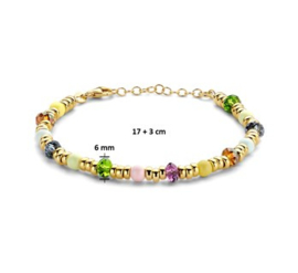 Zilveren Armband Kleurstenen (verstelbaar) 17-20 cm
