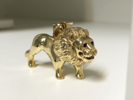 Grote Zware 14 K Gouden Hanger Leeuw - Briljantgeslepen Robijn / 27,9 g