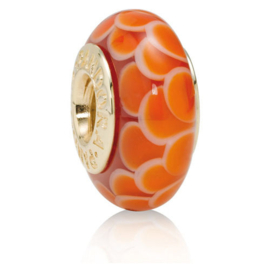 PANDORA 750502 14 K Gouden Oranje Lotus Charm Murano - Retired