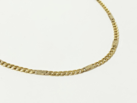 14 K Bicolor Gouden Gourmet Ketting Schroef Motief  - 58 cm / 12,95 g