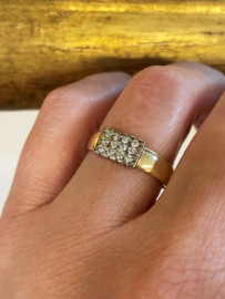 14 K Gouden Wafel Ring Briljant Geslepen Swarovski Kristal