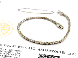 Witgouden Tennis Armband 1.88 ct Briljant Geslepen Geel Diamant NF Yellow SI2