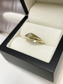 14 K Gouden Lapide Ring 0.03 Crt Briljant Geslepen Diamant H / VS1