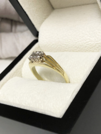 Antiek Gouden Ring 0.15 Crt Briljant Geslepen Diamant H / VS2 - SI1