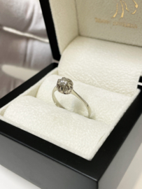 Handvervaardigd Antiek Witgouden Puntscheen Solitair Ring ca 0.30 crt Briljant Geslepen Diamant - H / VVS1