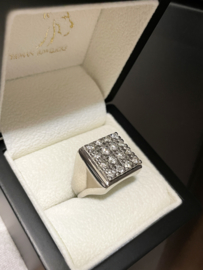 18 K Gouden Heren Ring 0.90 crt Briljant Geslepen Diamant - 13,8 g