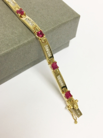 18 K Gouden Schakel Armband 0.36 crt Diamant / Prinses Geslepen Robijn