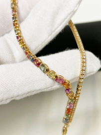 Just Jewels Rainbow 18 K Gouden Armband 0.73 crt Diamant / 6,74 crt Saffier