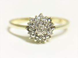 14 K Bicolor Gouden Rozet Ring 0.25 crt Briljantgeslepen Diamant