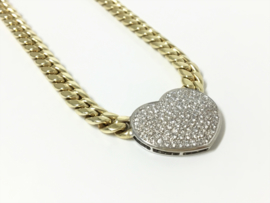 14 K Gouden Gourmet Collier Diamanten Hart 1.0 crt H / VS2 - 45 cm / 32,45 g