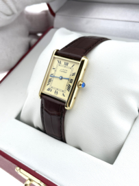 Must de Cartier Tank Large Model Quartz Roman Dial Pin Buckle - 590005 Vermeil