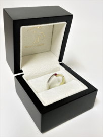 14 K Bicolor Gouden Dames Ring 0.08 Briljantgeslepen Robijn