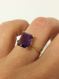 14 K Gouden Ring Emerald Geslepen Amethyst Kleurige Zirkonia