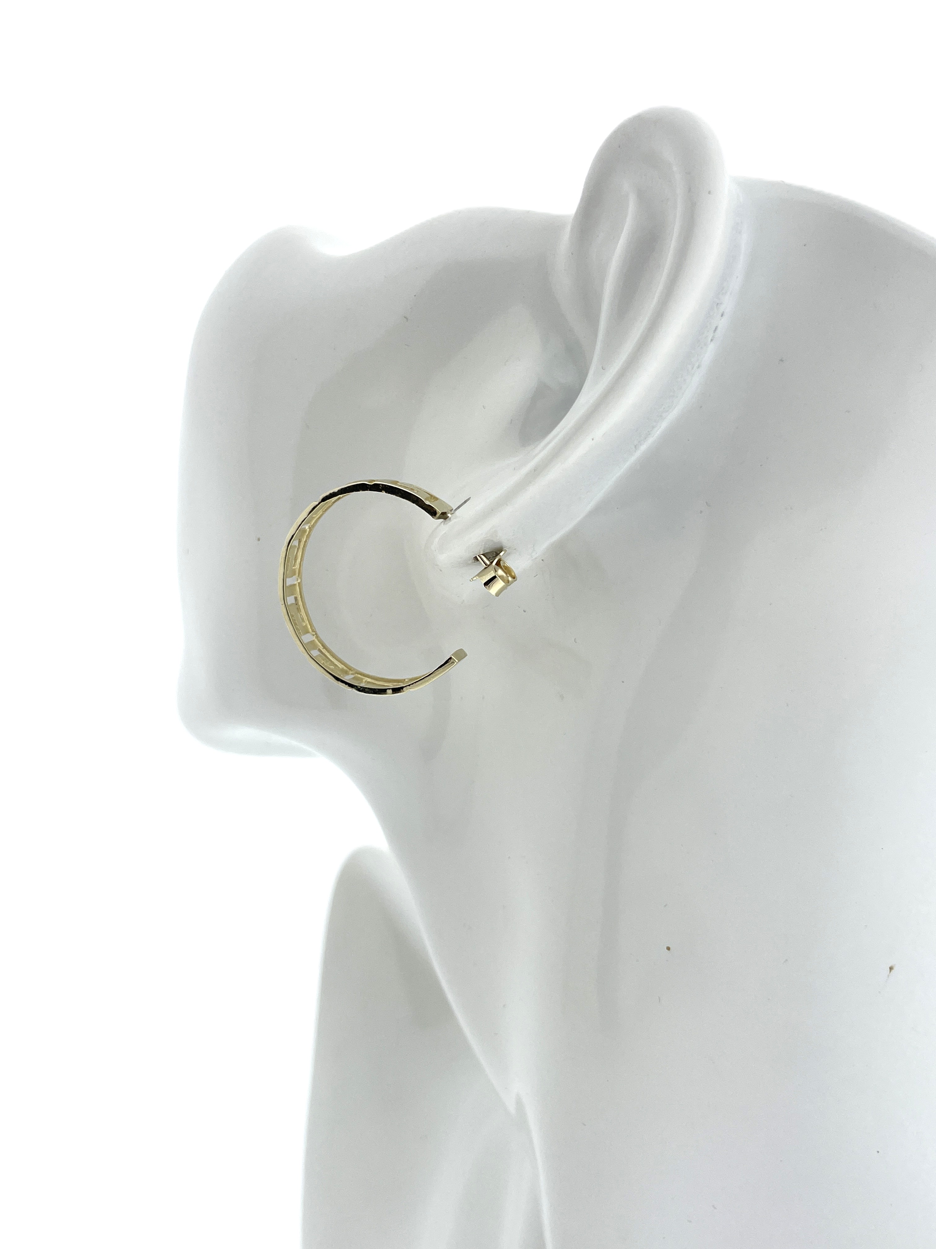 14 Karaat Gouden Oorringen Meander Versace Motief - 2.5 cm